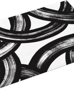 Alternative view of Black and White Abstract Curved Dish Drying Mats, 18" x 24" Absorbent Microfiber Modern Drying Pad for Kitchen Counter, Washable Reversible Foldable for Dishes, Sink, Utensils, Home Decor, Black
