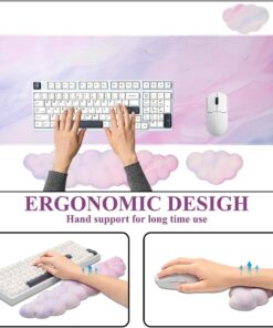 Alternative view of Gaming Desk Mat with Keyboard Wrist Rest Set, 4 in 1 Large Mouse Pad & Cloud Keyboard Wrist Rest& Mouse Wrist Rest&Coaster, Comfort and Support for Typing and Gaming(Purple Gradient)