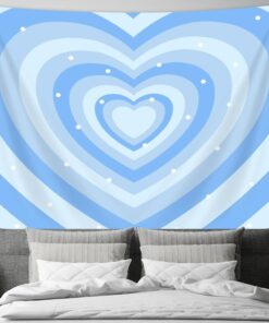 Alternative view of Drgilau Cute Blue Aesthetic Tapestry For Girl Bedroom, Blue Heart Shaped 2000s Hippie Wall Decor Tapestries, Woman Teen Girls Room Art Tapestry for College Dorm Living Room Decor 60X40 Inch