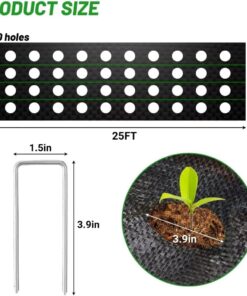 Alternative view of warmfarm 1Pack 4x25ft Barrier Landscape Fabric Heavy Duty with Holes,Thicken Block Gardening Ground Cover Mat,Garden Cloth,Black Plastic Ground Cover,Commercial Driveway Fabric