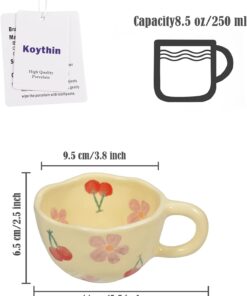 Alternative view of Koythin Ceramic Coffee Mug, Creative Flower Cup for Office and Home, Dishwasher and Microwave Safe, 8.5 oz/250 ml for Latte Tea Milk, Suitable for Mom on Mother's Day (Pink Cherry)