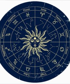 Zodiac Wheel Rustic Round Metal Tin Sign Constellations Chart,Astral Chart Sign,12 Astrology Zodiac Signs, Horoscope Gift,Wreath Signs for Home Kitchen Wall Decor 12x12 Inch