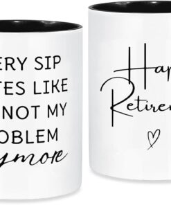 Retirement Gift for Woman Men, Funny Retirement Mug, Best Retirement Gifts for Women Men 2025, Coworkers, Friends, Sisters, Mom, Teacher, Boss - Not My Problem Anymore Retired Cup 11oz