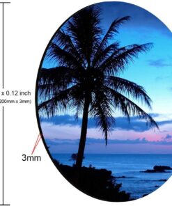 Alternative view of Tropical Paradise Ocean Beach Scene with Palm Trees Mouse Pad,Anti Slip Rubber Round Mousepads Desktop Notebook Mouse Mat for Working and Gaming