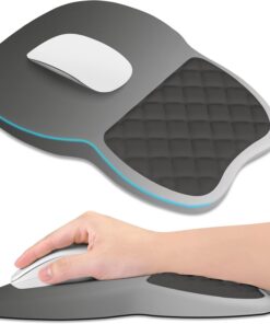 ITNRSIIET Ergonomic Mouse Pad Wrist Support with Memory Foam Massage Bulge & Non-Slip PU Base, Carpal Tunnel Pain Relief, Prevent Wrist Sweating, 12 x 8 x 1.2 inch, Gray Gradient