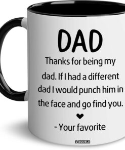 BSQUIELE Christmas Gift For Dads - Gift For Father, Daddy, Papa - Fathers Day Cup For Dad - Dads Mug - Gifts From Daughter, Son, Kids - Thanks For Being My Dad Mug - Father Mug 11 OZ
