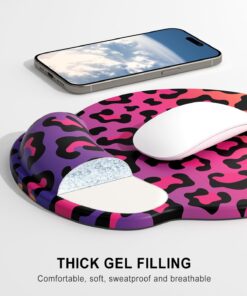 Alternative view of Auhoahsil Ergonomic Mouse Pad with Wrist Rest, Comfortable Silicone Non-slip Computer Pain Relief Gel Mouse Mat with Wrist Support for Gaming, Work, Office, Women & Men, Cute Pattern, Colorful Leopard