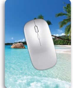 Small Mouse Pad 6 x 8 Inch, Audimi Mini Mouse Pad Thick for Laptop Wireless Mouse Home Office Travel, Portable & Washable (Beach)