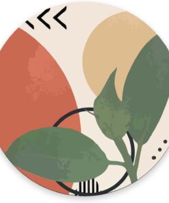 Mouse Pad, Vintage Ink Floral and Geometric Patterns Mouse Pad, Mouse Mat Round Mouse Pad Non-Slip Rubber Base Round Mousepad for Laptop PC Office 7.9×7.9×0.12 inches