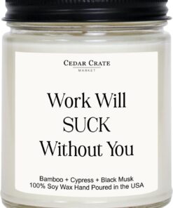 Work Will Suck Without You - Going Away Gifts for Coworkers, Boss, Best Friend, New Job Gifts, Coworker Leaving, Work Bestie Present, Home Office, Friendship Candle, Funny Candle for Women, Men