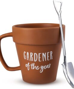 Upper Midland Products Gardener Mug Coffee Plant Novelty Ceramic Mug & Shovel Spoon Gifts for Gardener Women, Man, Son & Daughter present for Nature Lovers, Holidays, Birthday Gifts