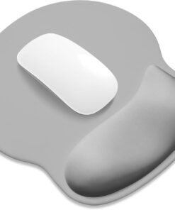 ITNRSIIET Ergonomic Mouse Pad with Wider Memory Foam Wrist Rest +17% - Curved Cushion Reduces Pressure 20%, Pain Relief, Non-Slip, Smooth, Cute Colors, 9.85 x 9 in, Space Gray