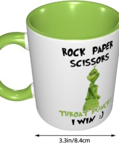Alternative view of Funny Mug Rock Paper Scissors Throat Punch I Win Coffee Mug Gift Coffee Mug Internal And Handle Green 11Oz Mug