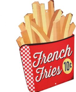 French Fries Embossed Metal Sign - Vintage Diner French Fries Sign for Kitchen or Man Cave