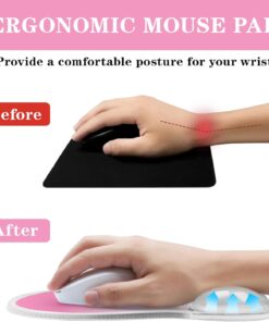 Alternative view of Mouse Pad with Wrist Rest,Ergonomic Mouse Pad with Comfortable Gel Wrist Rest Support and Non-Slip PU Base for Easy Typing Pain Relief, Durable and Washable (Transparent Pink Gradient)