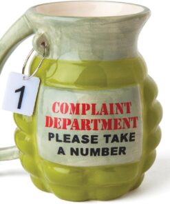 BigMouth Inc Complaint Department Grenade Coffee Mug - "Take a Number" - Funny Gag Gift for Office, Coworker, Teacher - Ceramic, 16 Ounces
