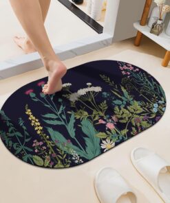 ZHUZHISHAN Wild Flowers Super Absorbent Quick-Drying Bathroom Mat Rug, Rubber Non-Slip Bottoms, Easy to Clean,Ultra Thin Bathroom Rugs Fit Under Door and Bathtub(16??24Inch)