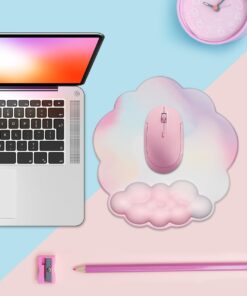 Alternative view of JIKIOU Mouse Pad Wrist Support with Leather Surface,Cloud Wrist Rest Mousepad with Memory Foam,Non-Slip PU Base Mouse Pad for Home Office Laptop Mac Easy Pain Relief(Cloud Rainbow)