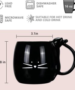 Alternative view of Koolkatkoo Coffee Mug Cute Cat Mug Gift for Cat Lovers Ceramic Tea Mugs Black 16 oz