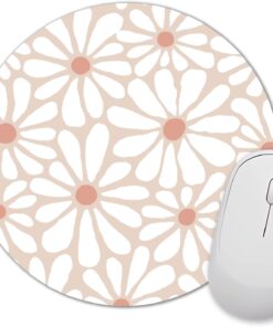 Beige Daisy Flower Mouse Pad Mat Small, Premium-Textured Washable Boho Retro Aesthetic Mousepad Cute, Non-Slip Rubber Base Floral Modern Art Mice Pad for Office Computer Decor,Abstract