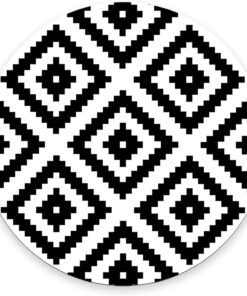 Mouse Pad, White and Black Series Geometric Mouse Pad, Washable Round Cloth Mousepad for Office Laptop, Non-Slip Rubber Base for Wireless Mouse for Computer Desk 7.9×7.9×0.12 inches