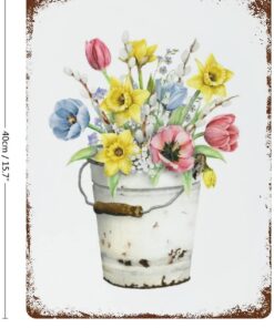 Alternative view of VIOFLOW Daffodil Floral Bouquet Farmhouse Metal Tin Sign Spring Flowers Wall Decor Funny Decoration for Home Kitchen Bar Garage Vintage Retro Poster Plaque Tin Signs 12X16 inches