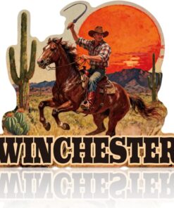 DOODLREAM Winchester Cowboys Tin Sign Retro Metal Wall Decor 10.7" x 9.3" Western Cowboy Riding Horse Vintage Wall Art Poster for Home Cafe Bar Kitchen Bedroom Man Cave Indoor Outdoor Decor Gift