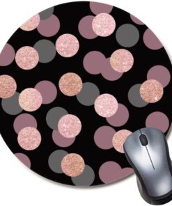 Rose Gold Pink Confetti Design Mouse Pad, Gaming Round Mousepad for Computer Laptop Non-Slip Rubber Desk Mat,Cute Office Accessories (8 Inch)