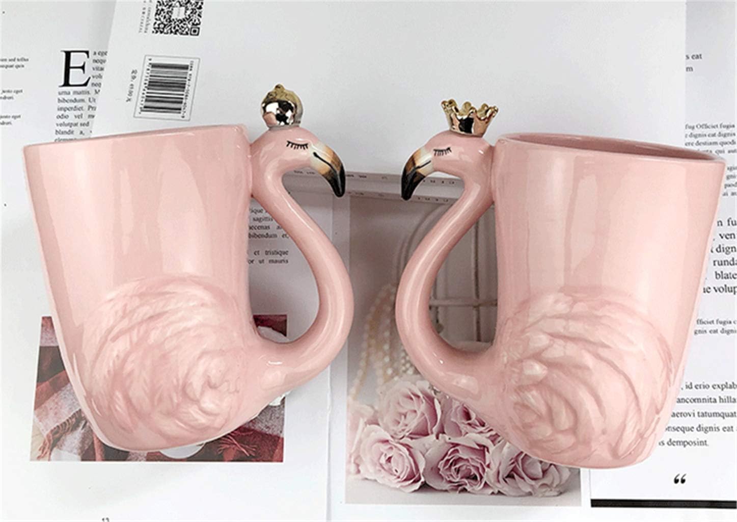 16 oz Cute Pink Coffee Mug Ceramic Flamingo Gift Unique Cups Mom Day Gift for Women Her Grandma Pretty Mug Funny Coffee Cup Funky Xmas Presents for Girlfriend Decorative Animal Decor Christmas Mugs - Image 5