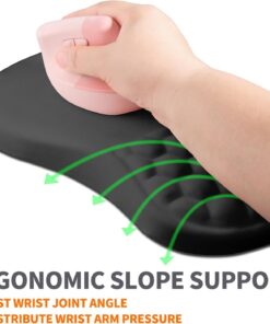 Alternative view of Ergonomic Joint Wrist Support Mouse Pad with Memory Foam Cushion Massage Bump, Carpal Tunnel Pain Relief Mousepad Slope Design for Wrist Rest, 11.8x7.9 in, Black