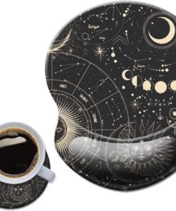 Mouse Pad with Wrist Support, Non Slip Mousepad Wrist Rest for Office, Computer, Laptop & Mac- Durable & Comfortable & Lightweight Ergonomic Support Mouse Mat Moon Stars