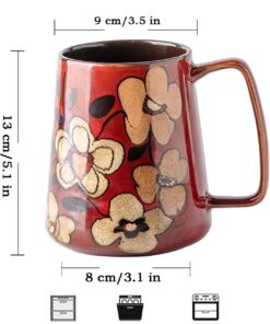 Alternative view of 24oz Large Ceramic Coffee Mug with Big Handle, Handmade Kiln Glazed Large Coffee Mug Tea cup, Novelty Mug，Unique Uneven Surface for Office and Home，Microwave and Dishwasher Safe (Red)