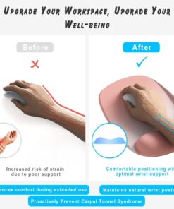 Alternative view of ErgoEase Ergonomic Mouse Pad with Gel Wrist Support - Premium Lycra Fabric, Non-Slip, Ideal for Laptop & Desktop, Office & Gaming，Desk Accessories (01Coral Pink)