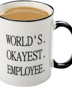 Mecai Funny Office Mug-Worlds Okayest Employee- Present for Coworker Ceramic Coffee Mugs Boss Gifts Work Appreciation Award