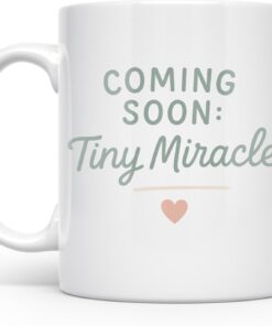 Pregnancy Reveal Announcement - Expecting Parents - 11 oz White Ceramic Coffee Mug - Minimalist Script Design