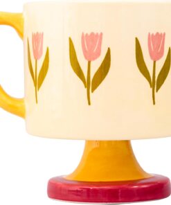 ban.do Novelty Ceramic Mug, 10 Ounce Coffee and Tea Cup with Handle, Vintage Inspired Mug, Tulips