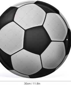 Alternative view of Metal Wreath Sign Soccer Game Team Ball Football Futbol Goal Goalie Player Round Tin Sign Retro Metal Tin Signs Vintage Aluminum Sign for Home Coffee Wall Decor 12x12 Inch