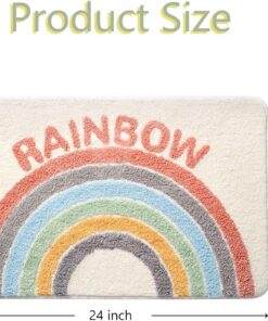 Alternative view of Akegna Rainbow Flocking Bath Mat, Bathroom Rug Water Absorbent Non-Slip Soft Microfiber Carpet Mat for Tub Sink Shower and Bath Room Cute Cartoon Doormat, 24"x 16"