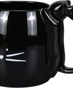 Koolkatkoo Coffee Mug Cute Cat Mug Gift for Cat Lovers Ceramic Tea Mugs Black 16 oz