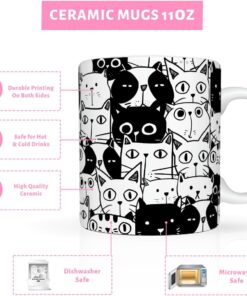 Alternative view of LONGXIN Cats Lover Gifts, Funny Black Cats Mug, Everything Is Fine Cat Mug, Birthday Christmas Gift for Kitty Mom, Crazy Cat Halloween Gifts, 11 Oz Coffee Cup