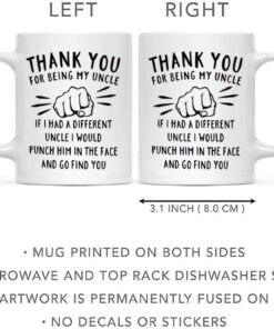Alternative view of DQG CVT Best Uncle Gift - Thank You for Being My Uncle Funny Coffee Mug - Gag Gifts For Uncles - Cool Fathers Day Birthday Christmas Gift Ideas From Niece Nephew - Uncle's Novelty Tea Cup 11oz White