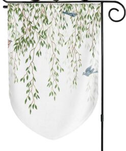 Uanvaha Eucalyptus Floral Hummingbird Bird Welcome Garden Flags 12.5x18 Inch Watercolor Green Leaves on The Top Double Sided Polyester Outdoor Yard Home Decor