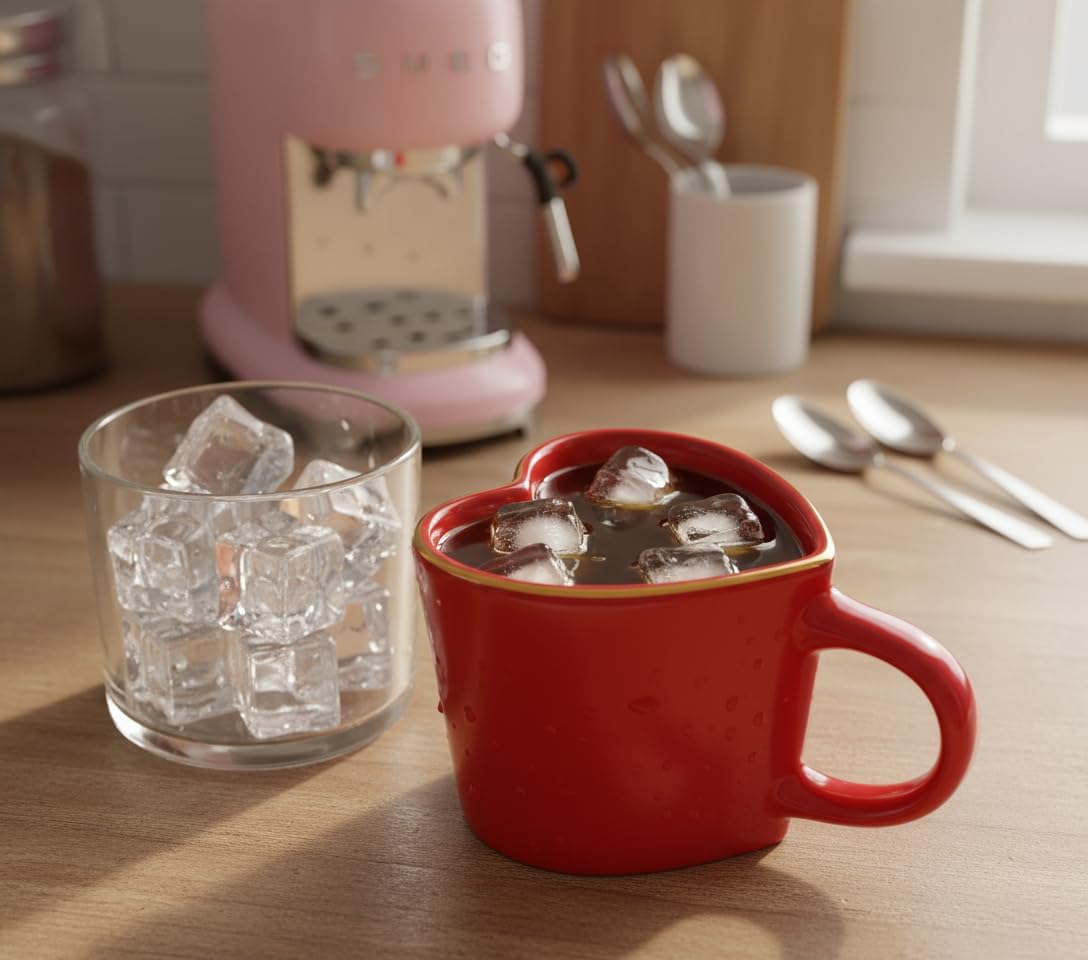 15.5 oz Large Heart Mug with Gold Heart Spoon and gift box – Romantic Stoneware Coffee Cup, 460ml Holiday Drinkware, Christmas, Birthday Gifts for Couples, Her, Boyfriend, Girlfriend (Standard Box) - Image 4