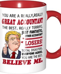 Funny Accountant Mugs President Mug CPA Coworker Gag Mug Conservative Coffee Cup Tax Accounting Professional 11oz ceramic mug Red Handle