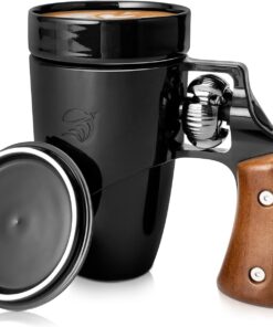 Pukomc Gun mug,Ceramic Coffee Mug,Fathers Day Dad Gifts, Birthday Gifts for Men and Women Revolver Coffee Mug for Cappuccino Latte or Hot Tea (16OZ) (Black)