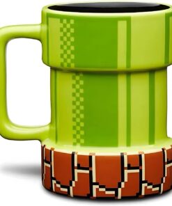 Super Mario Warp Pipe Mug Ceramic Coffee Mug Gift for Gamers, Fathers, Coffee Enthusiasts, for Cappuccino, Latte or Hot Tea, 15 Oz, Green