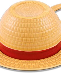 Novelty Ceramic Mug with Saucer – Anime Creative Design Coffee Cup, Unique Ceramic Tea Cup Set, Fun Gift for Fans, 8.5oz