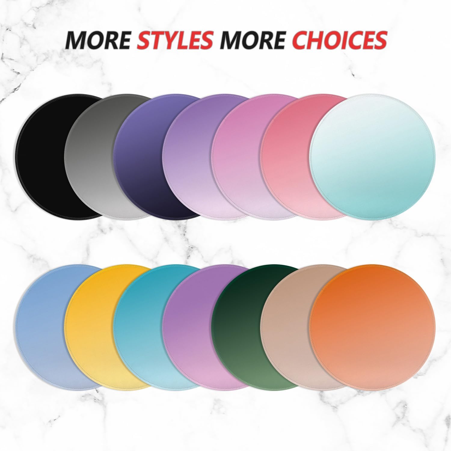 ITNRSIIET Mouse Pad Non-Slip Rubber Base Smooth Surface Stitched Edges Waterproof Durable Compatible with All Mice for Office & Gaming, Desk Accessory, Diameter 8.7 inch, Azure Gradient - Image 7