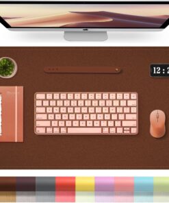 Leather Desk Pad Protector and Mat, Large Mouse Pad, Non-Slip Blotter, Office Laptop Desk Pad, PU Leather Writing Pad for Office and Home (Seal Brown, 31.5" x 15.7")