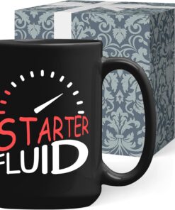 Starter Fluid Mug Brother Enthusiast Car Funny Gifts - Enthusiast Gift for Dad Papa Uncle, Mechanic Novelty Gifts for Fathers Day Birthday Anniversary Christmas - Mechanic Mugs For Men Black Mug 15oz